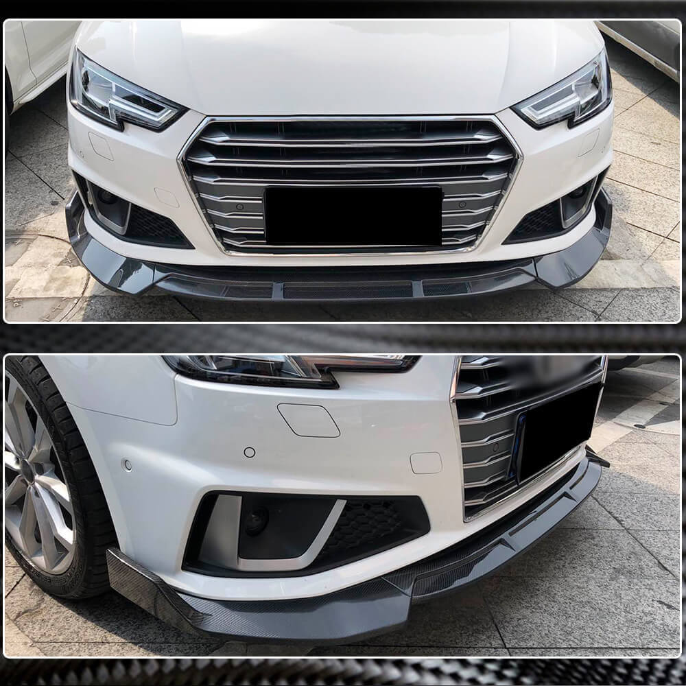 Audi S4 A4 B9 Sline Sedan 2019 Front Bumper Lip Carbon Fiber-Ahacarbon