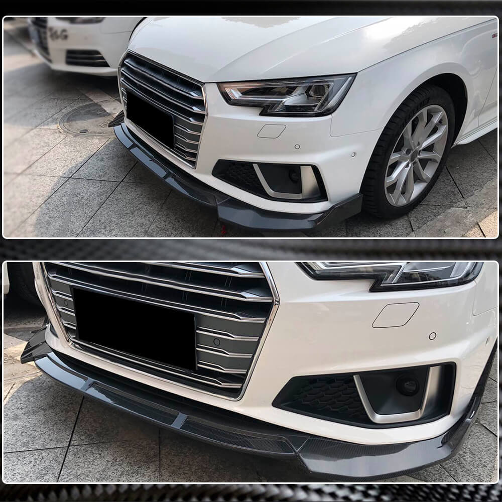 Audi S4 A4 B9 Sline Sedan 2019 Front Bumper Lip Carbon Fiber-Ahacarbon