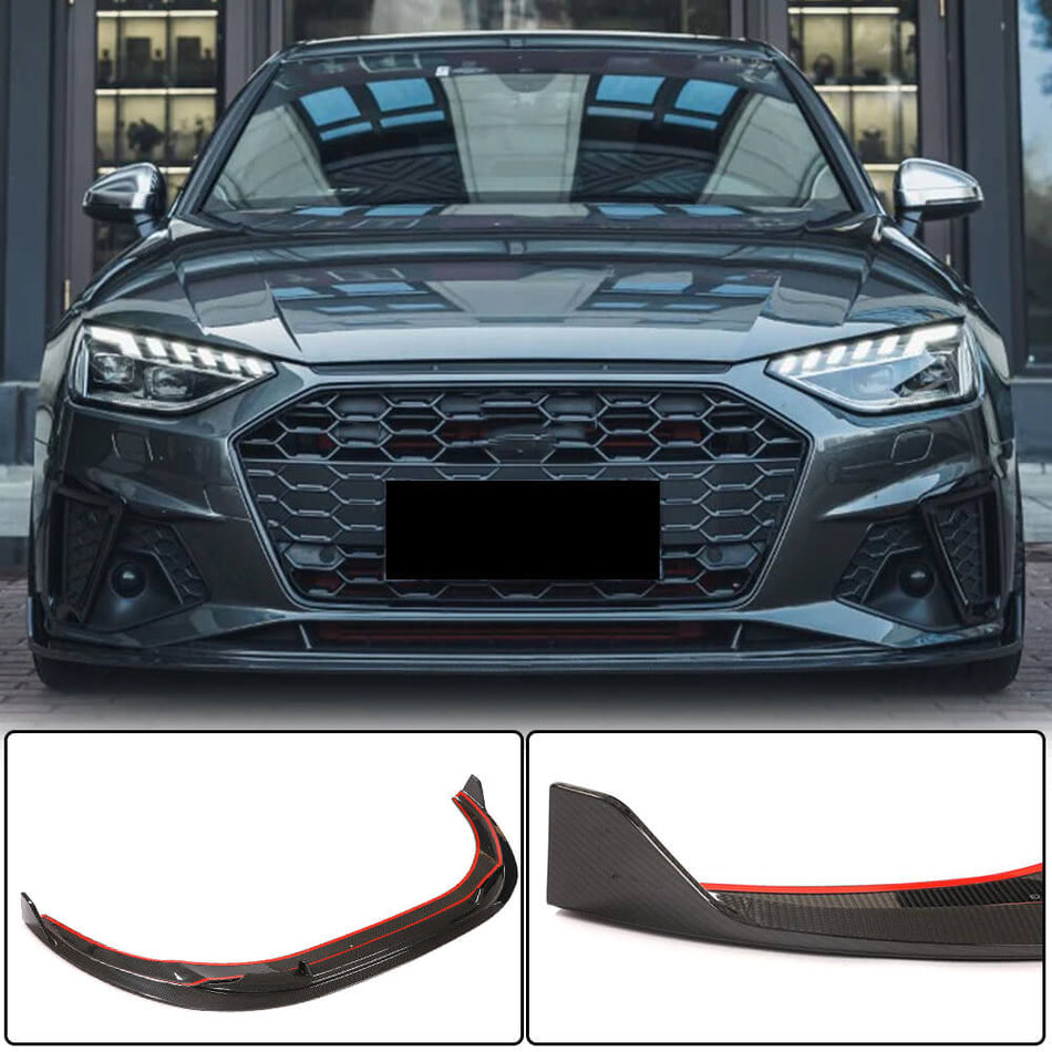 Audi S4 A4 Sline B9.5 Sedan Facelift 2020UP Front Bumper Lip Dry Carbon Fiber-Ahacarbon