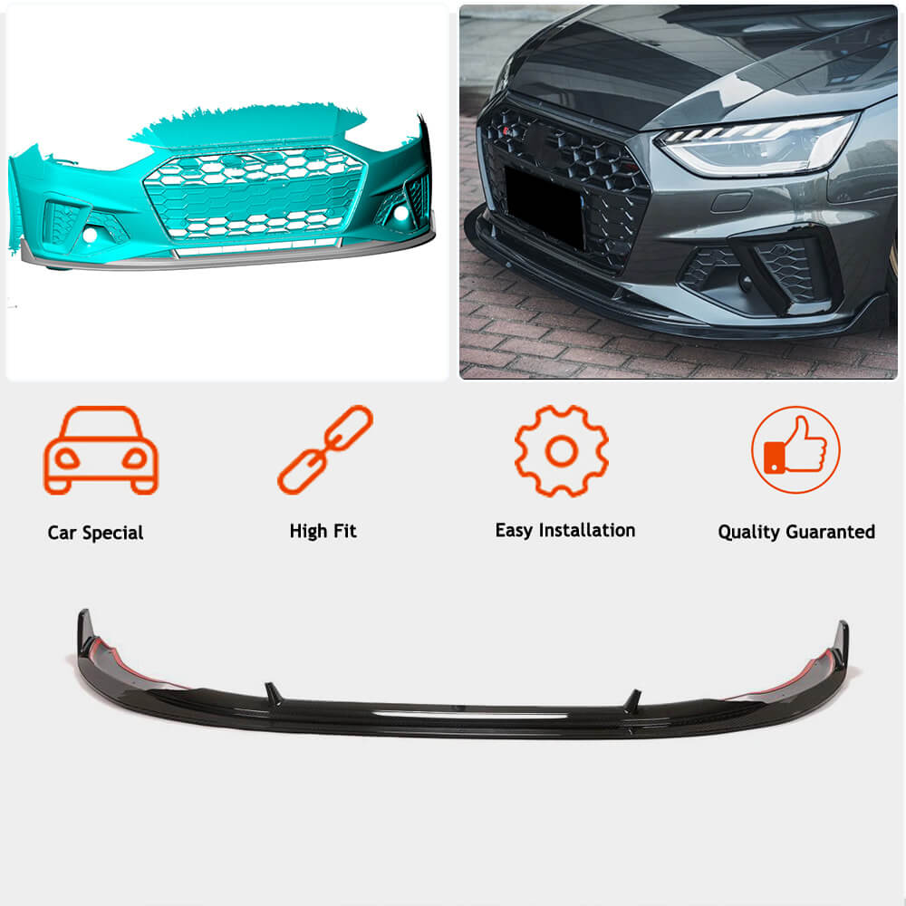 Audi S4 A4 Sline B9.5 Sedan Facelift 2020UP Front Bumper Lip Dry Carbon Fiber-Ahacarbon