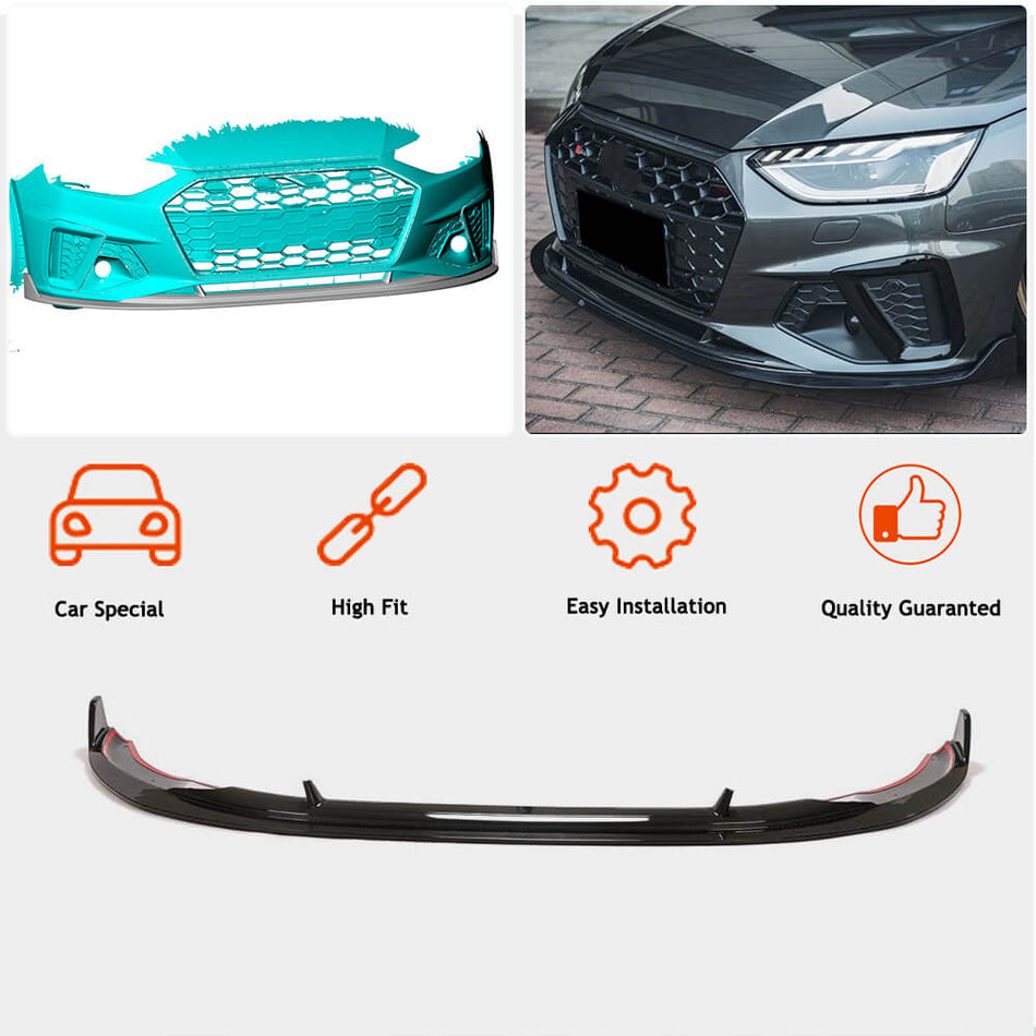 Audi S4 A4 Sline B9.5 Sedan Facelift 2020UP Front Bumper Lip Dry Carbon Fiber-Ahacarbon
