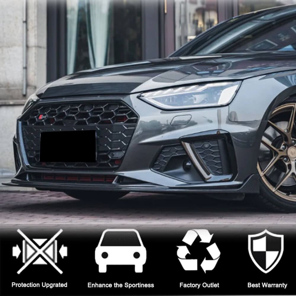 Audi S4 A4 Sline B9.5 Sedan Facelift 2020UP Front Bumper Lip Dry Carbon Fiber-Ahacarbon