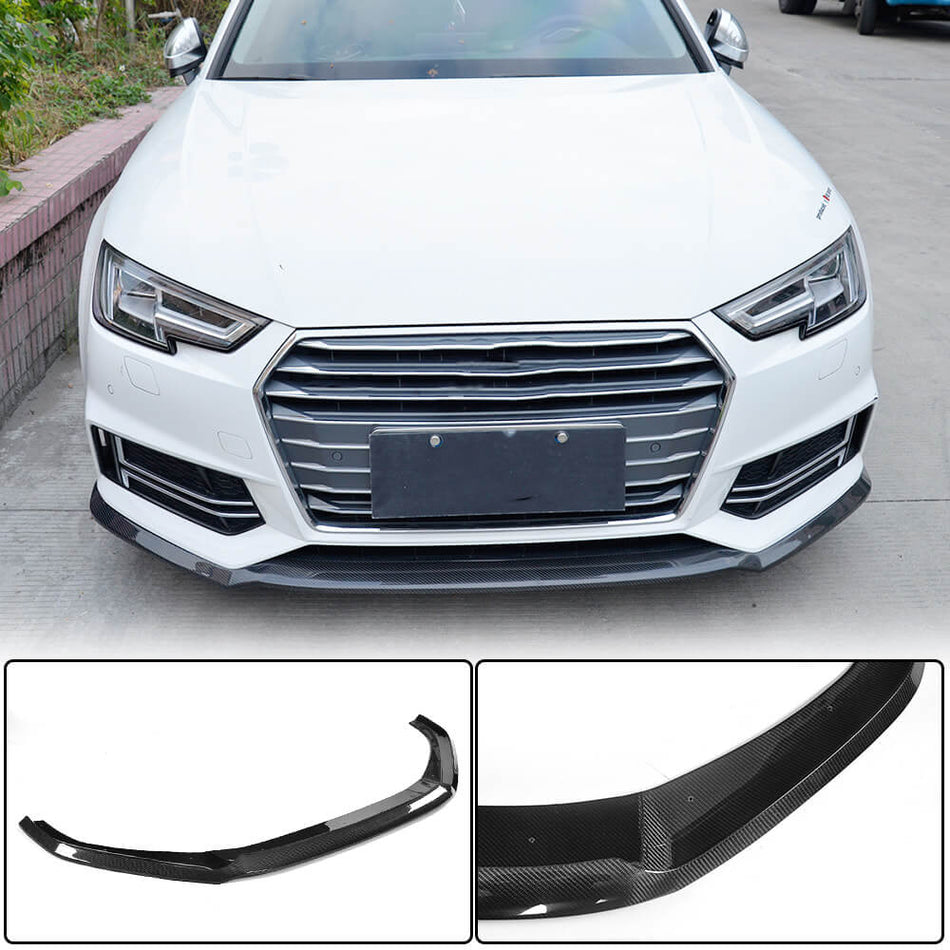 Audi S4 A4 Sline B9 Sedan 2017-2020 Front Bumper Lip Carbon Fiber-Ahacarbon