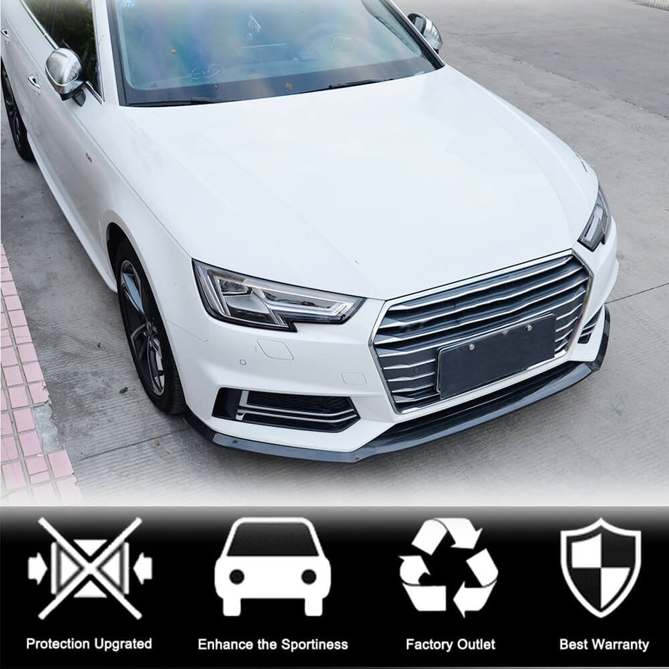 Audi S4 A4 Sline B9 Sedan 2017-2020 Front Bumper Lip Carbon Fiber-Ahacarbon