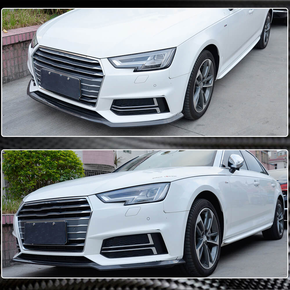 Audi S4 A4 Sline B9 Sedan 2017-2020 Front Bumper Lip Carbon Fiber-Ahacarbon