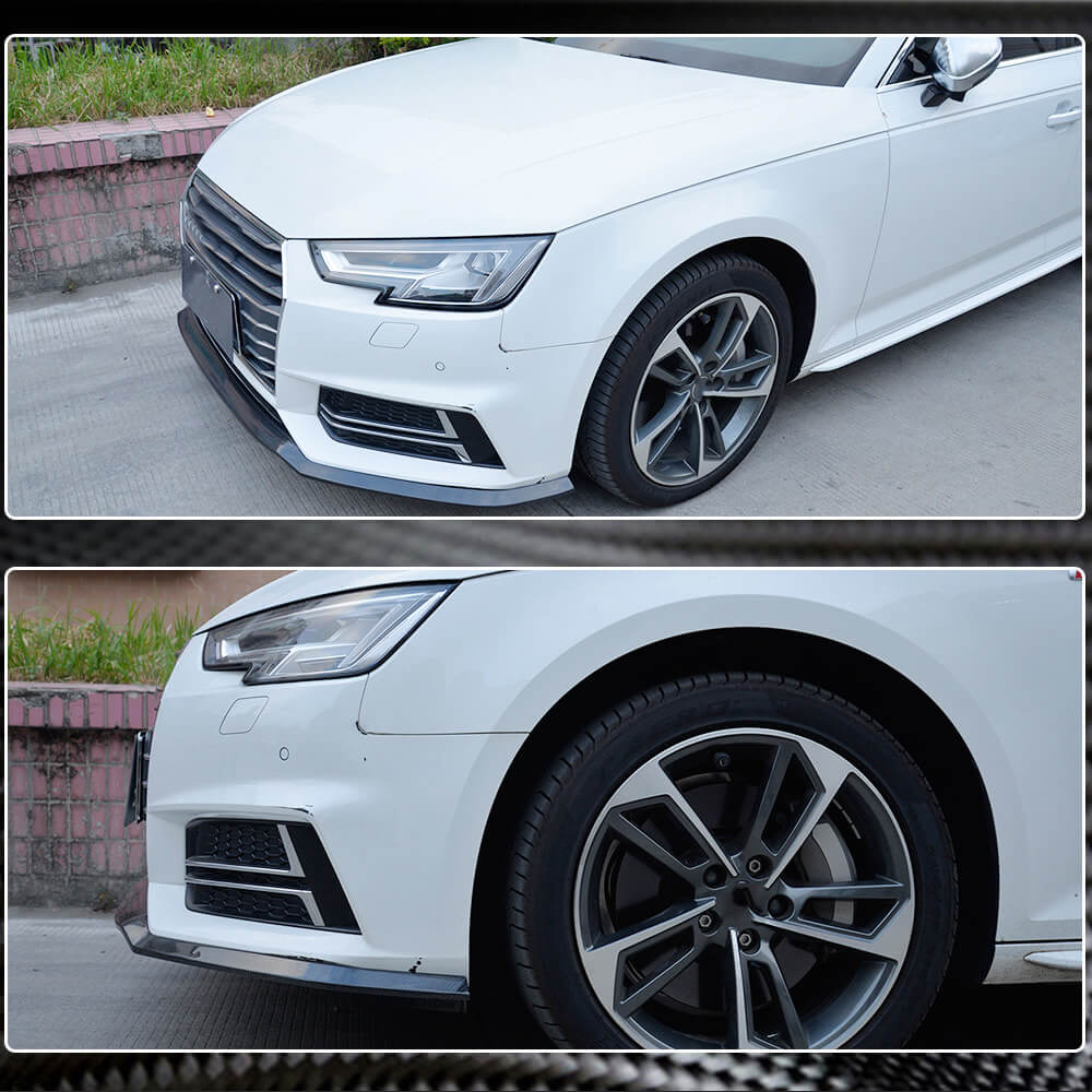 Audi S4 A4 Sline B9 Sedan 2017-2020 Front Bumper Lip Carbon Fiber-Ahacarbon