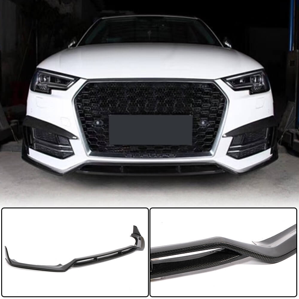 Audi S4 A4 Sline B9 Sedan 2017-2020 Front Bumper Lip Carbon Fiber-Ahacarbon