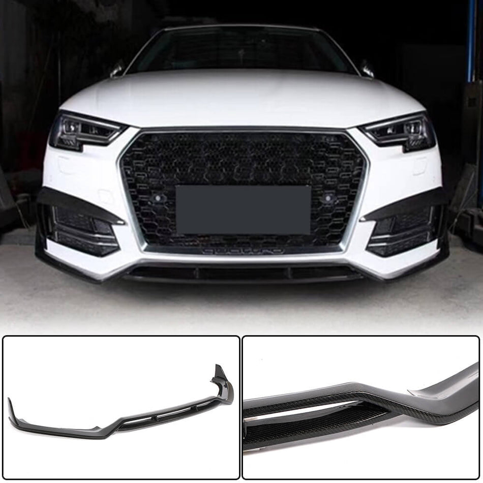 Audi S4 A4 Sline B9 Sedan 2017-2020 Front Bumper Lip Carbon Fiber-Ahacarbon