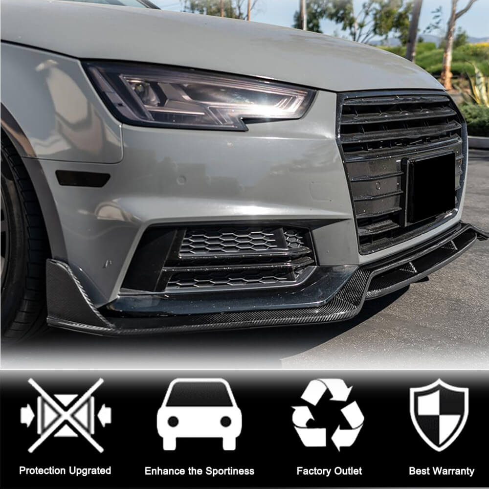 Audi S4 A4 Sline B9 Sedan 2017-2020 Front Bumper Lip Carbon Fiber-Ahacarbon