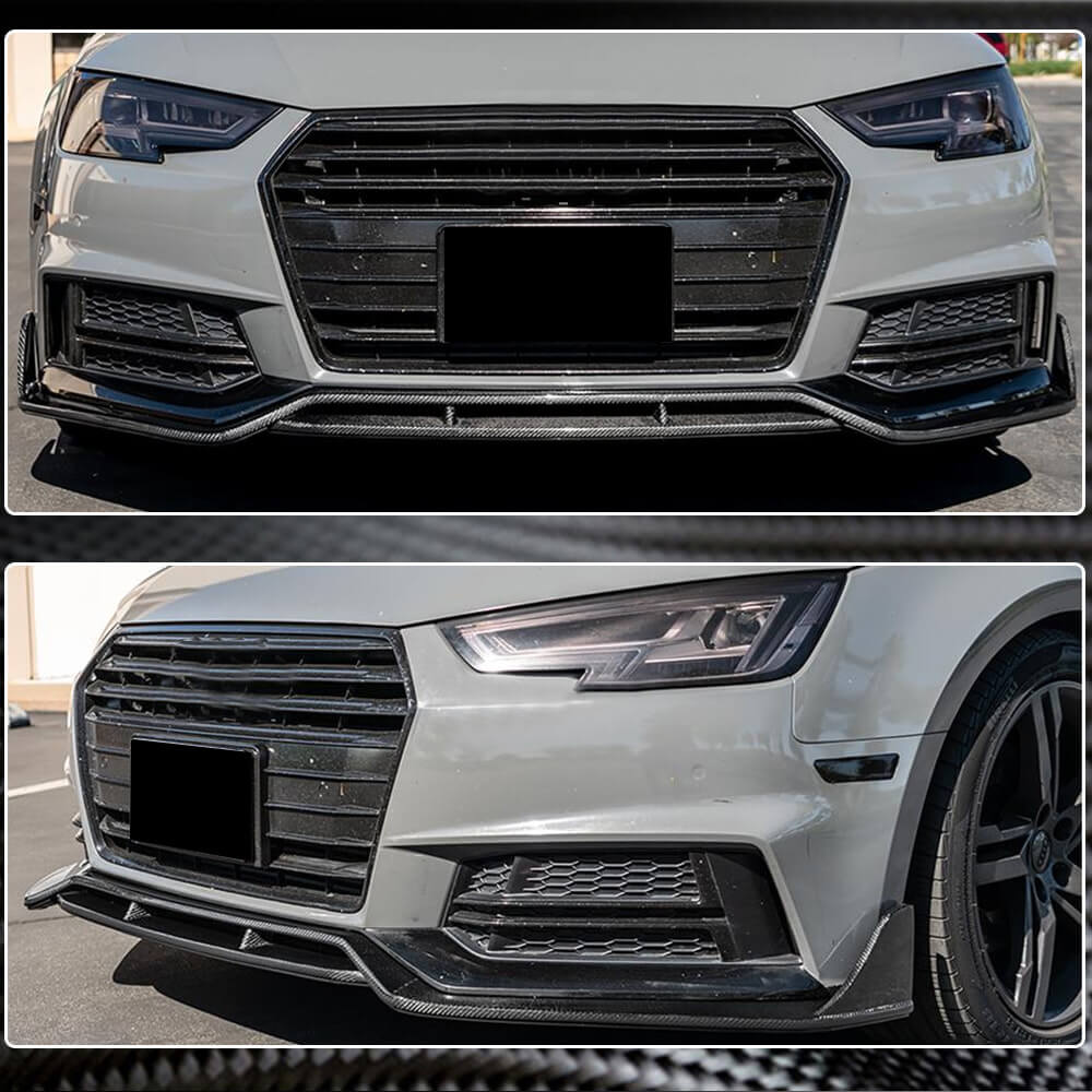 Audi S4 A4 Sline B9 Sedan 2017-2020 Front Bumper Lip Carbon Fiber-Ahacarbon
