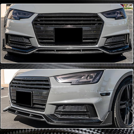 Audi S4 A4 Sline B9 Sedan 2017-2020 Front Bumper Lip Carbon Fiber-Ahacarbon