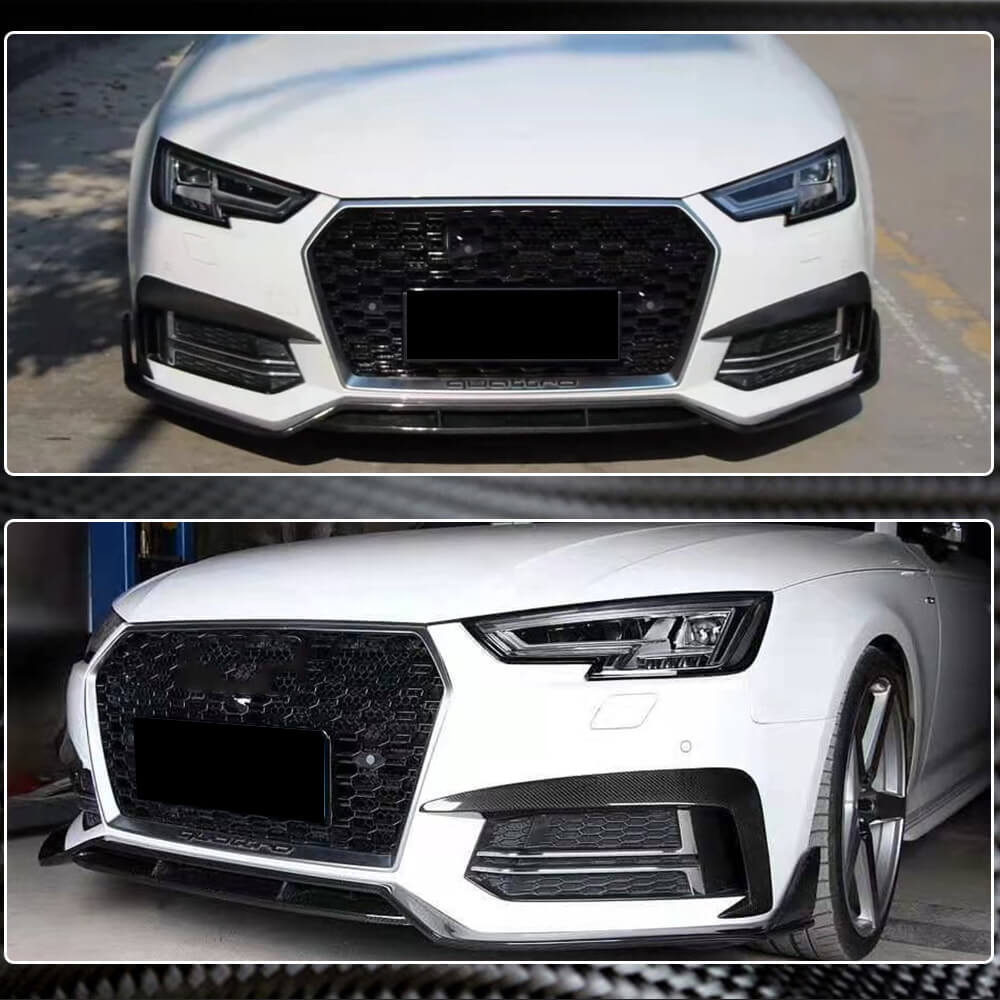 Audi S4 A4 Sline B9 Sedan 2017-2020 Front Bumper Lip Carbon Fiber-Ahacarbon