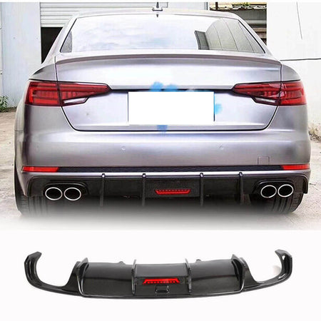 Audi S4 A4 Sline B9 Sedan 2017-2019 Rear Bumper Diffuser Carbon Fiber-Ahacarbon
