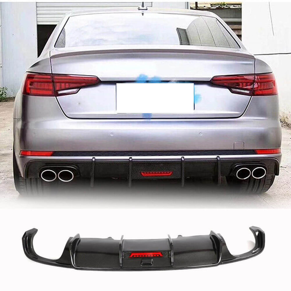 Audi S4 A4 Sline B9 Sedan 2017-2019 Rear Bumper Diffuser Carbon Fiber-Ahacarbon