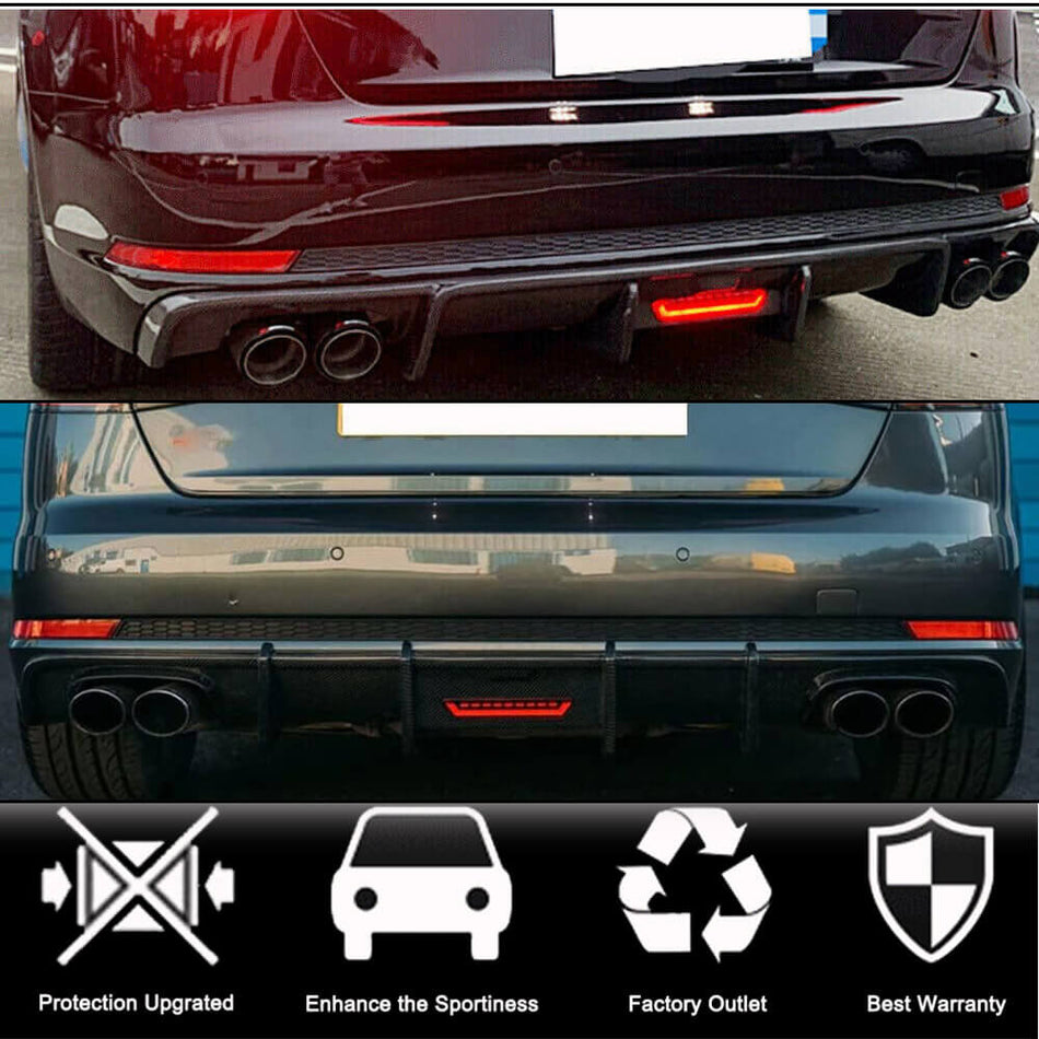 Audi S4 A4 Sline B9 Sedan 2017-2019 Rear Bumper Diffuser Carbon Fiber-Ahacarbon