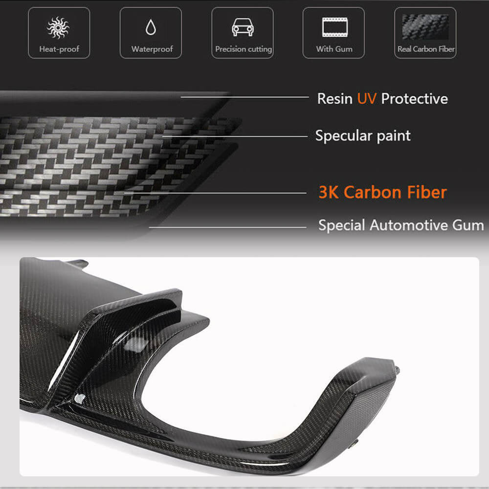 Audi S4 A4 Sline B9 Sedan 2017-2019 Rear Bumper Diffuser Carbon Fiber-Ahacarbon