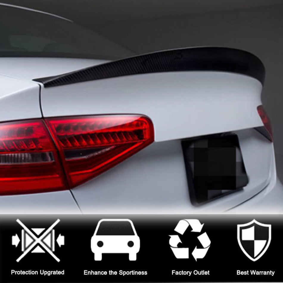 Audi S4 B8.5 Sedan Facelift 2013-2016 Rear Trunk Spoiler Carbon Fiber-Ahacarbon