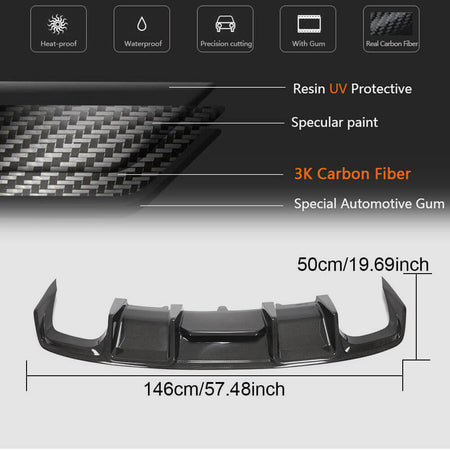Audi S4 B8.5 Sedan Facelift 2013-2015 Rear Bumper Diffuser Carbon Fiber-Ahacarbon