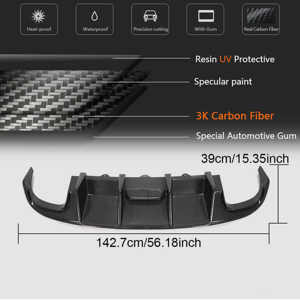 Audi S4 B8 Sedan Pre-facelift 2009-2012 Rear Bumper Diffuser Carbon Fiber-Ahacarbon
