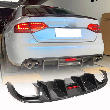 Audi S4 B8 Sedan Pre-facelift 2009-2012 Rear Bumper Diffuser Carbon Fiber-Ahacarbon