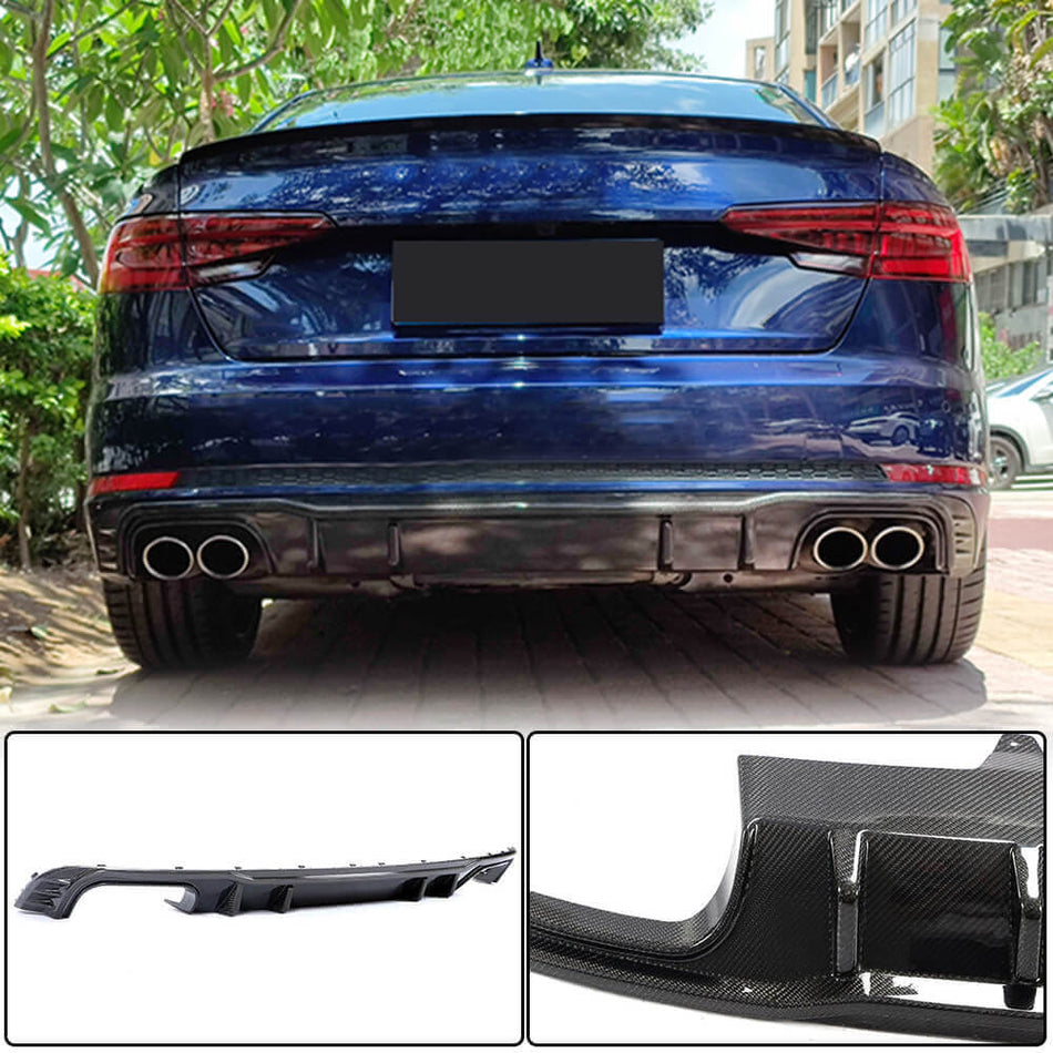 Audi S4 B9 Sedan 2017-2020 Rear Bumper Diffuser Carbon Fiber-Ahacarbon