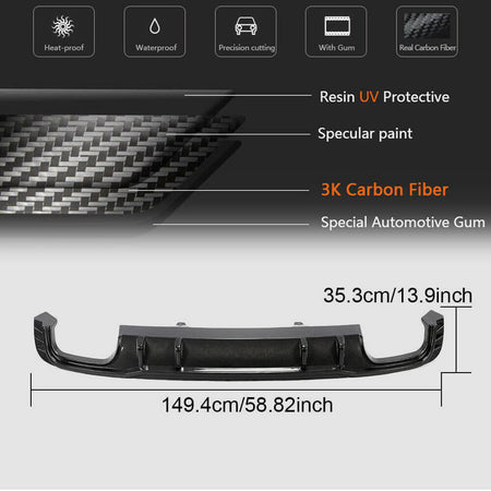 Audi S4 B9 Sedan 2017-2020 Rear Bumper Diffuser Carbon Fiber-Ahacarbon
