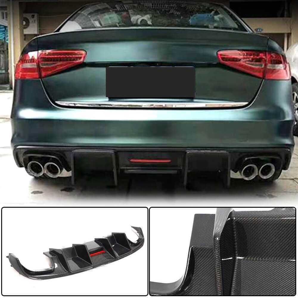 Audi S4 B8 Sedan Pre-facelift 2009-2012 Rear Bumper Diffuser Carbon Fiber-Ahacarbon