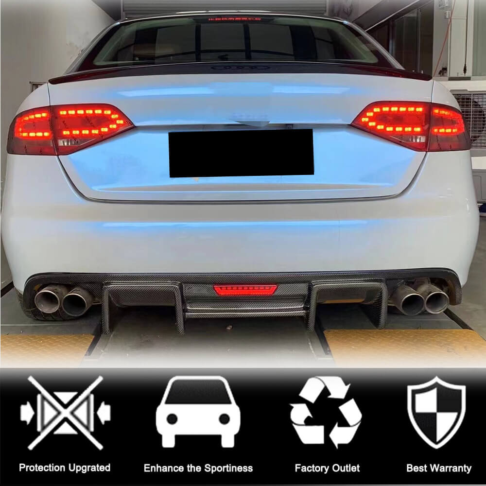 Audi S4 B8 Sedan Pre-facelift 2009-2012 Rear Bumper Diffuser Carbon Fiber-Ahacarbon