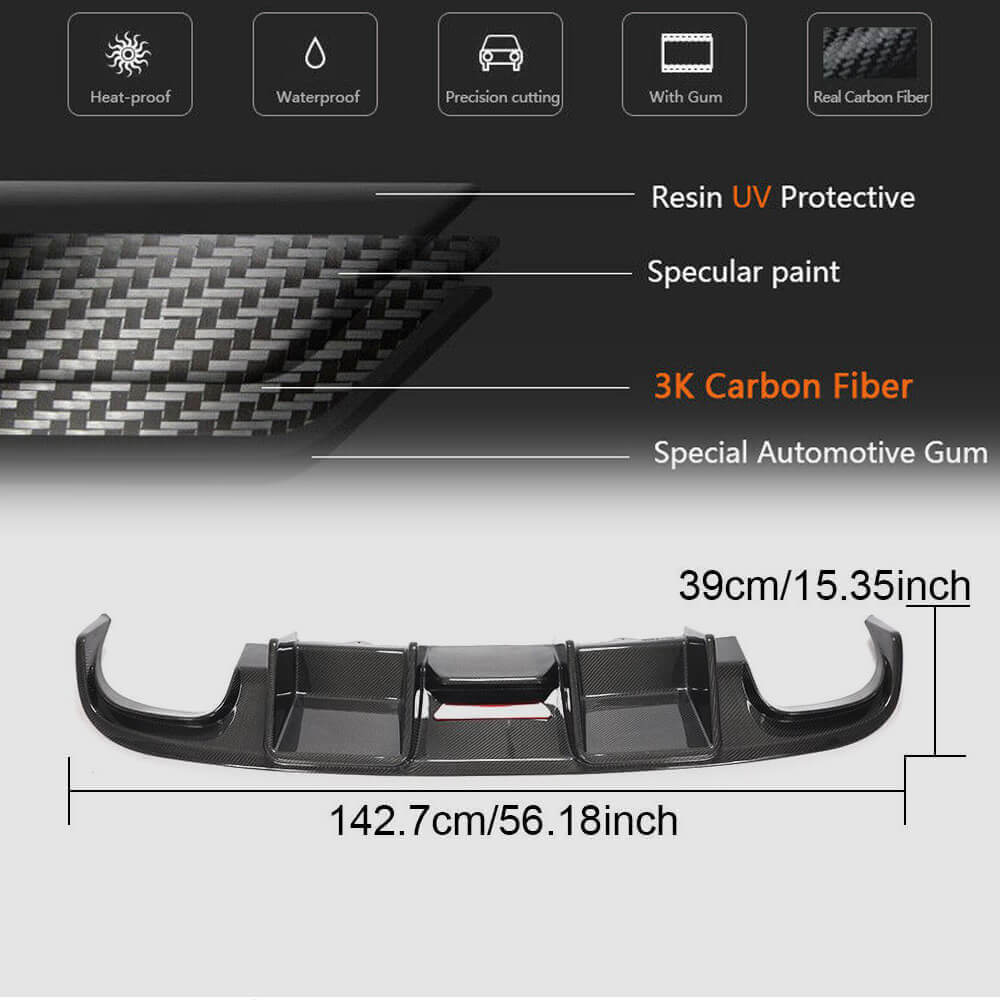 Audi S4 B8 Sedan Pre-facelift 2009-2012 Rear Bumper Diffuser Carbon Fiber-Ahacarbon