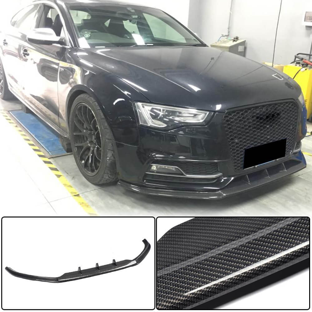 Audi S5 A5 Sline B8.5 Facelift 2012-2016 Front Bumper Lip Carbon Fiber-Ahacarbon