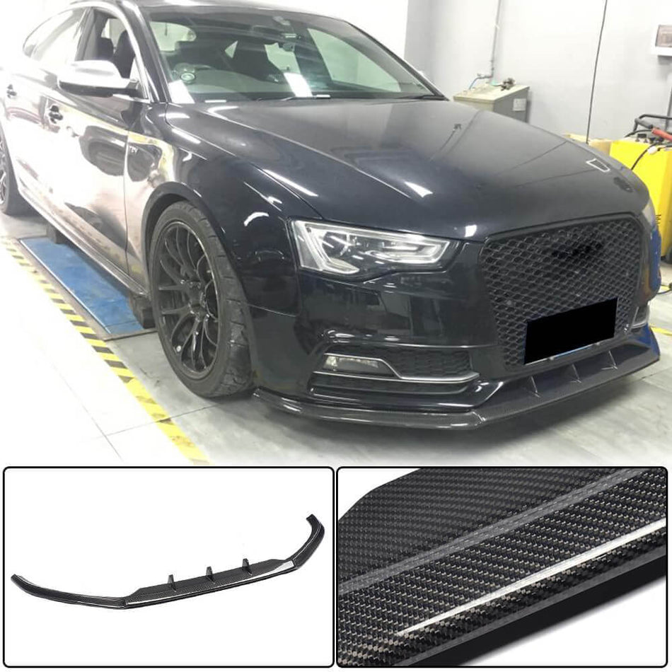 Audi S5 A5 Sline B8.5 Facelift 2012-2016 Front Bumper Lip Carbon Fiber-Ahacarbon