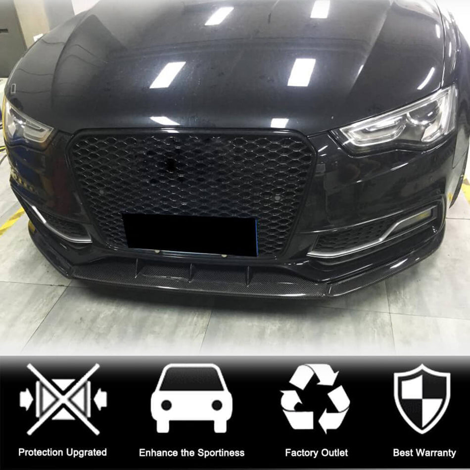 Audi S5 A5 Sline B8.5 Facelift 2012-2016 Front Bumper Lip Carbon Fiber-Ahacarbon