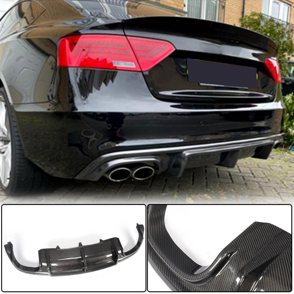 Audi S5 A5 Sline B8.5 Facelift 2012-2016 Rear Bumper Diffuser Lip Spoiler Carbon Fiber/FRP-Ahacarbon