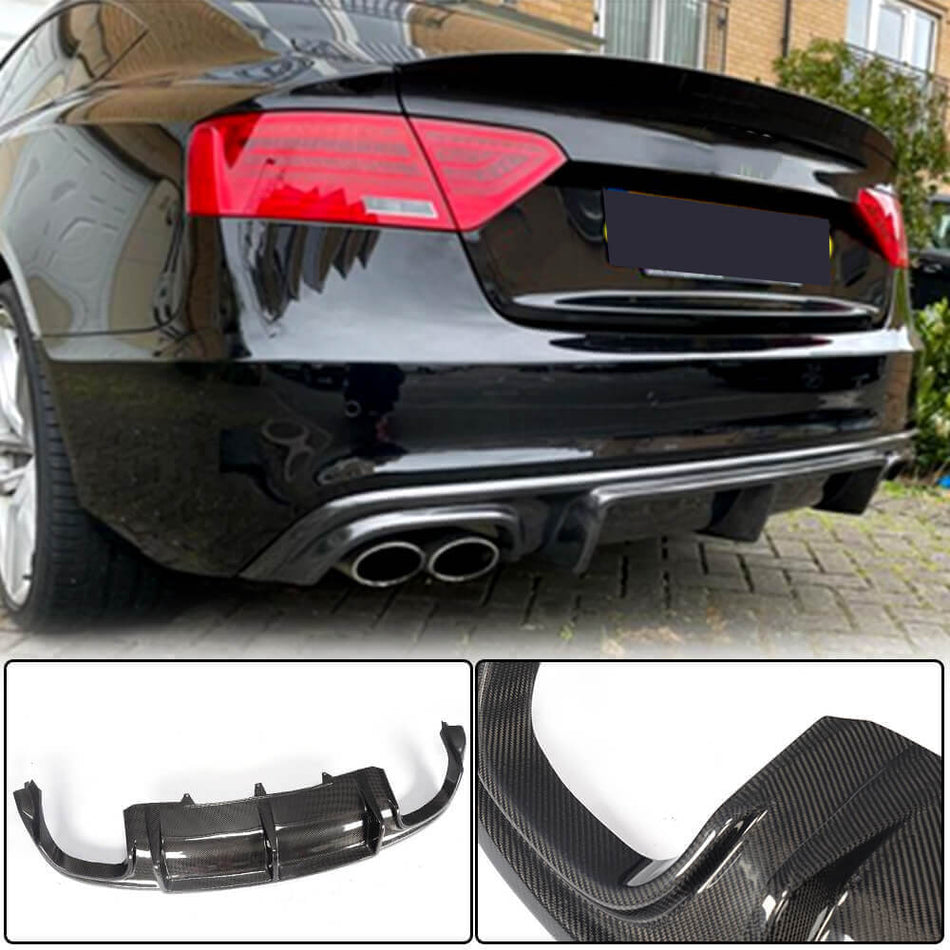 Audi S5 A5 Sline B8.5 Facelift 2012-2016 Rear Bumper Diffuser Lip Spoiler Carbon Fiber/FRP-Ahacarbon