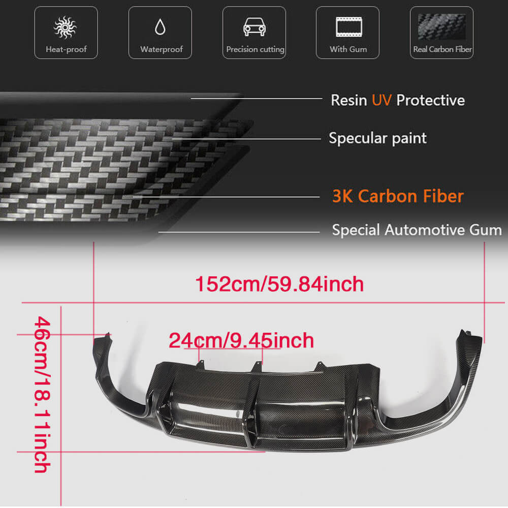 Audi S5 A5 Sline B8.5 Facelift 2012-2016 Rear Bumper Diffuser Lip Spoiler Carbon Fiber/FRP-Ahacarbon