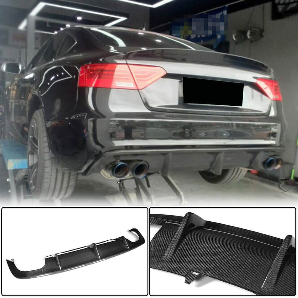 Audi S5 A5 Sline B8.5 Facelift 2012-2016 Rear Bumper Diffuser Carbon Fiber-Ahacarbon