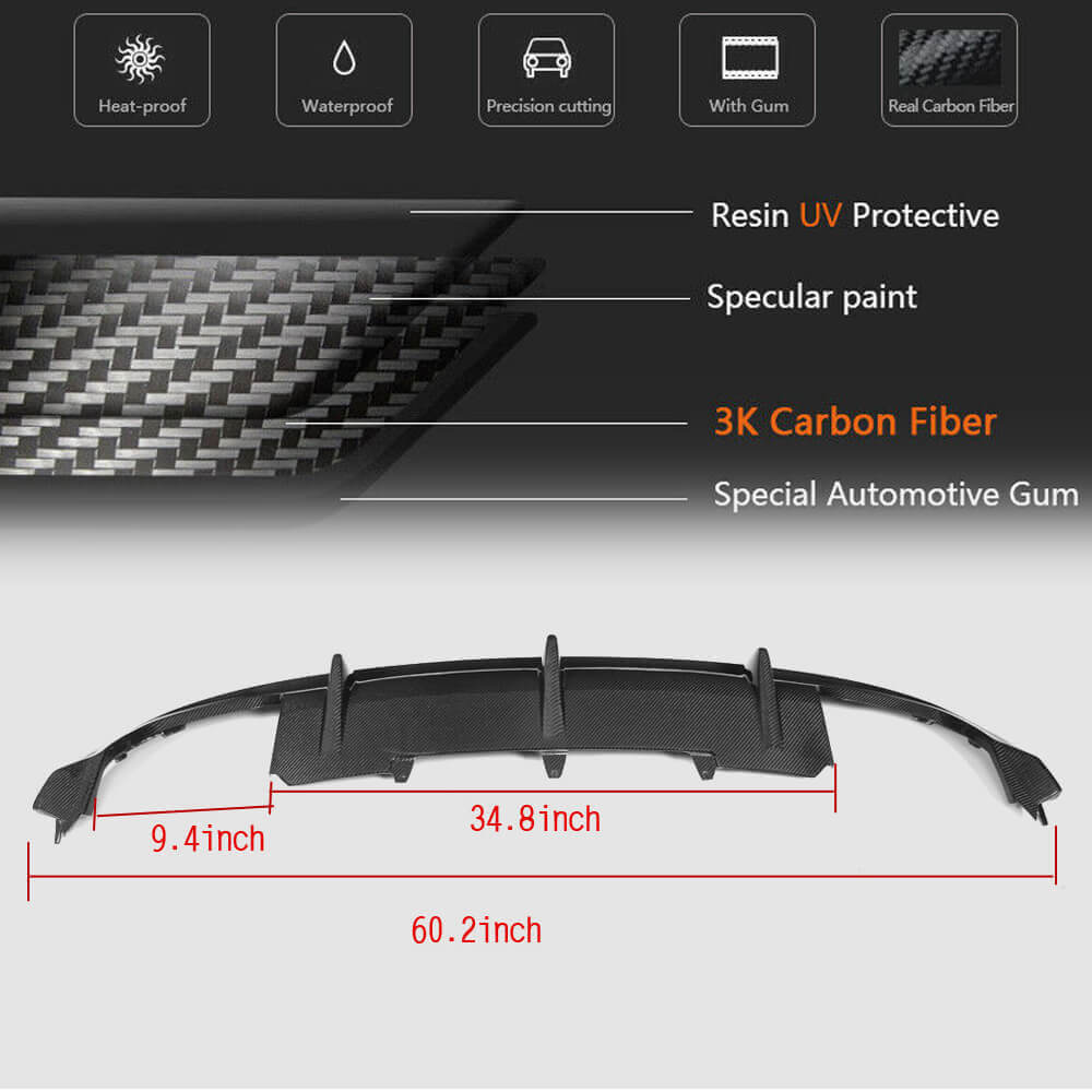 Audi S5 A5 Sline B8.5 Facelift 2012-2016 Rear Bumper Diffuser Carbon Fiber-Ahacarbon