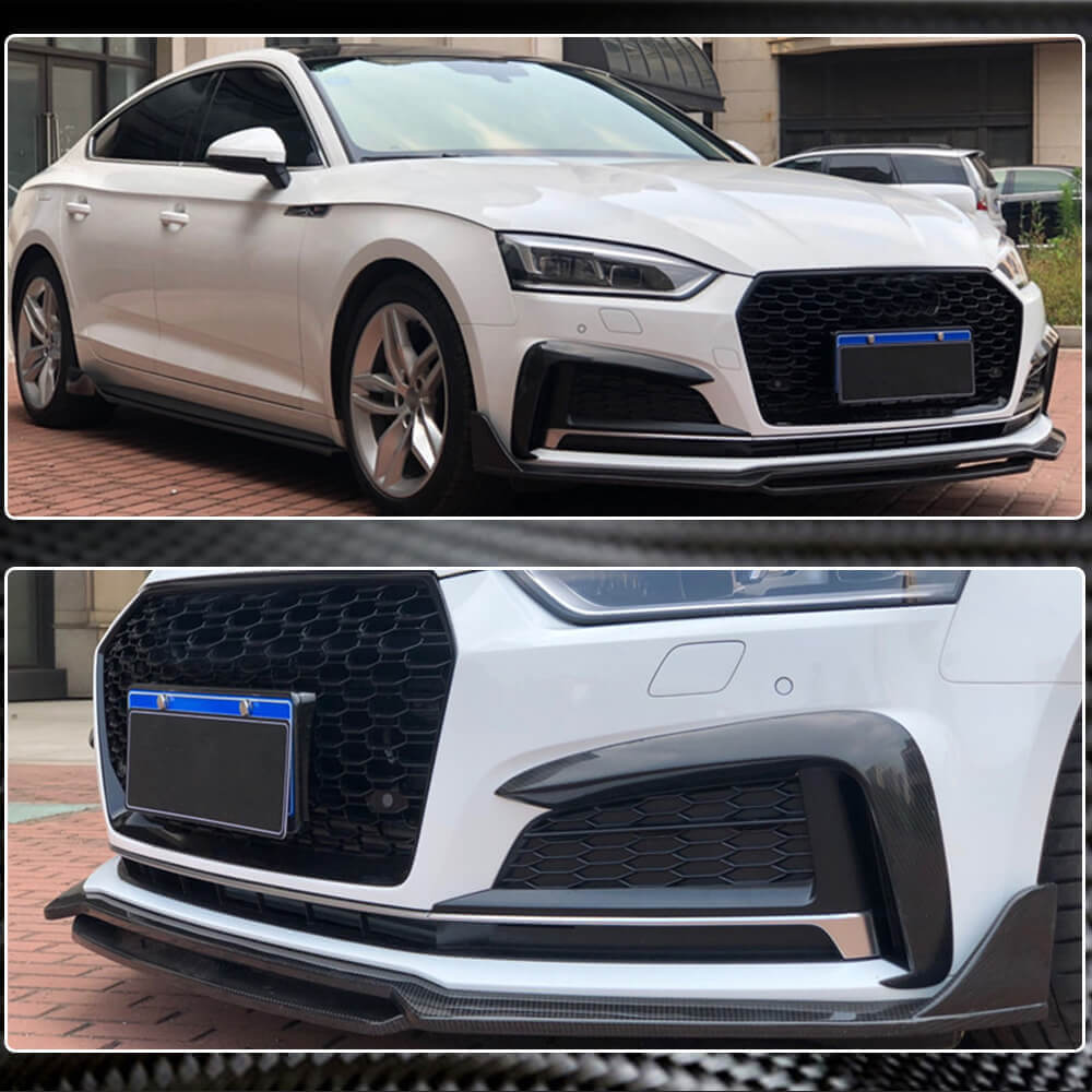 Audi S5 A5 Sline B9 2017-2020 Front Bumper Lip Carbon Fiber-Ahacarbon