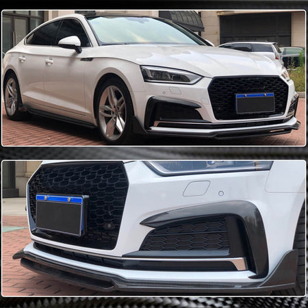 Audi S5 A5 Sline B9 2017-2020 Front Bumper Lip Carbon Fiber-Ahacarbon