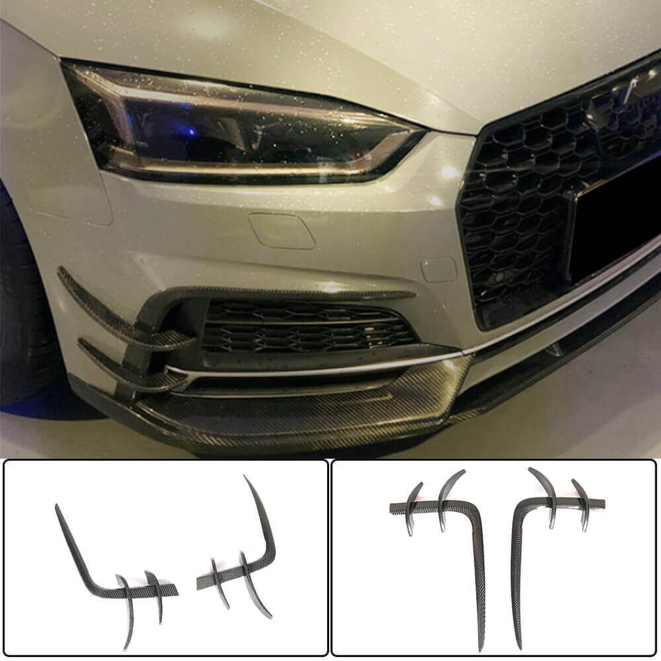 Audi S5 A5 Sline B9 2017-2020 Front Bumper Splitters Carbon Fiber-Ahacarbon