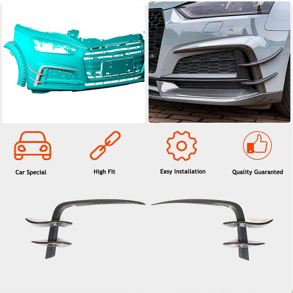 Audi S5 A5 Sline B9 2017-2020 Front Bumper Splitters Carbon Fiber-Ahacarbon