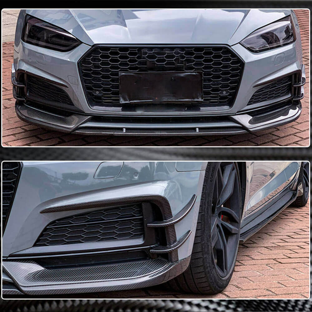 Audi S5 A5 Sline B9 2017-2020 Front Bumper Splitters Carbon Fiber-Ahacarbon