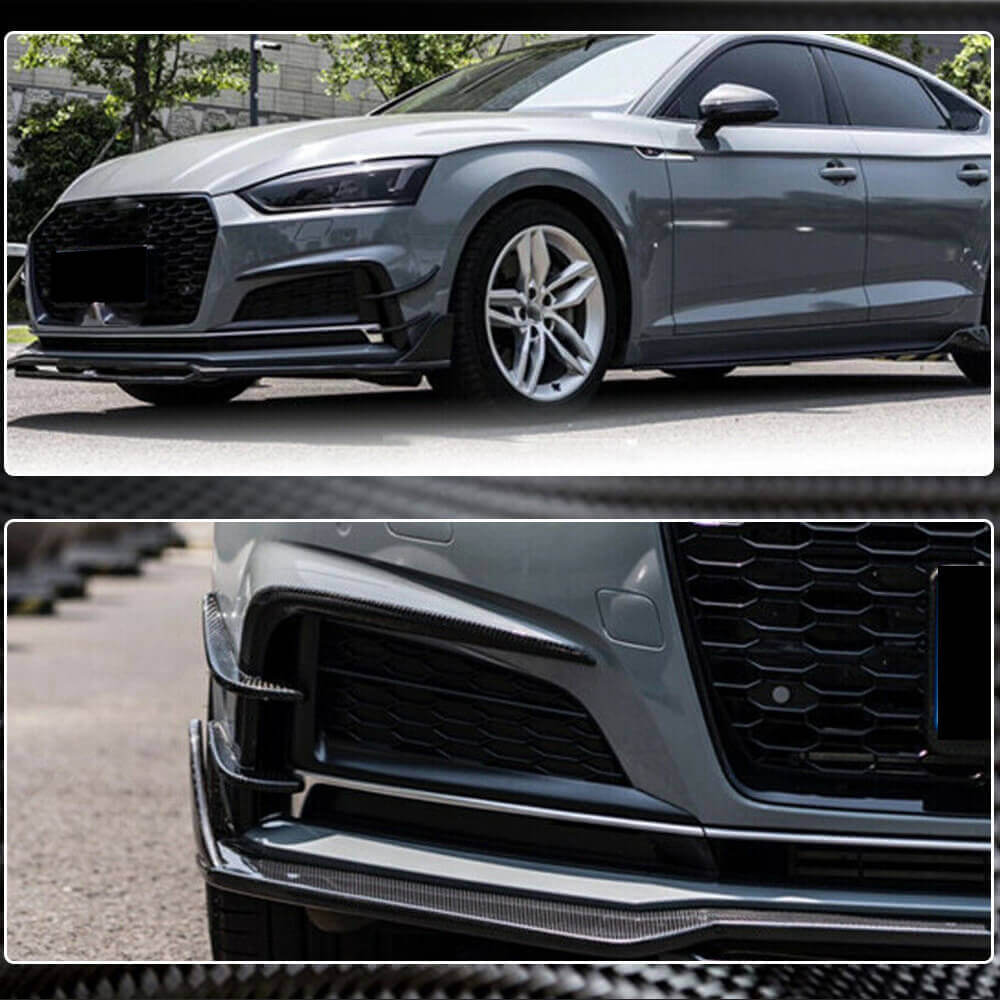 Audi S5 A5 Sline B9 2017-2020 Front Bumper Splitters Carbon Fiber-Ahacarbon
