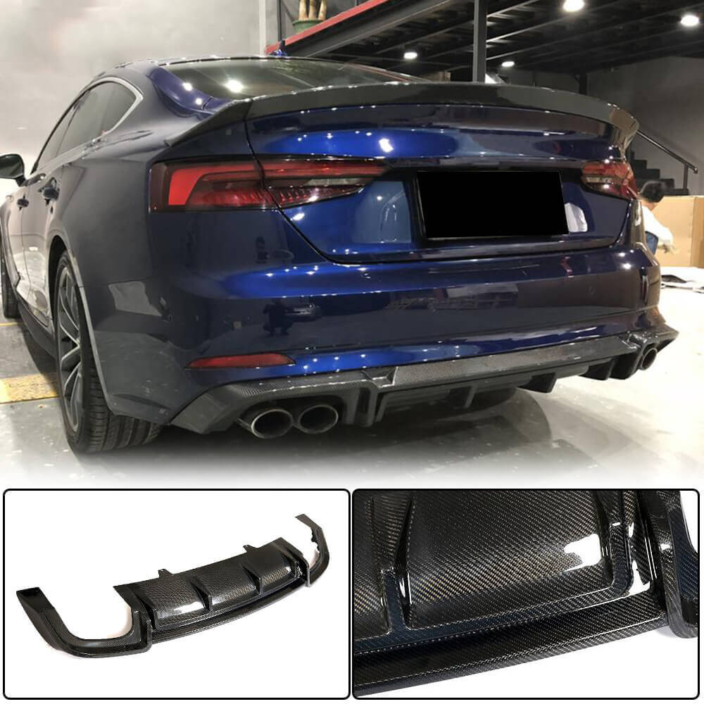 Audi S5 A5 Sline B9 2017-2019 Carbon Fiber/FRP Rear Bumper Diffuser-Ahacarbon