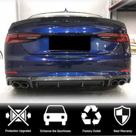 Audi S5 A5 Sline B9 2017-2019 Carbon Fiber/FRP Rear Bumper Diffuser-Ahacarbon