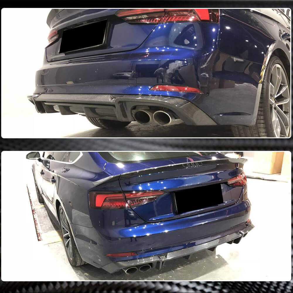 Audi S5 A5 Sline B9 2017-2019 Carbon Fiber/FRP Rear Bumper Diffuser-Ahacarbon