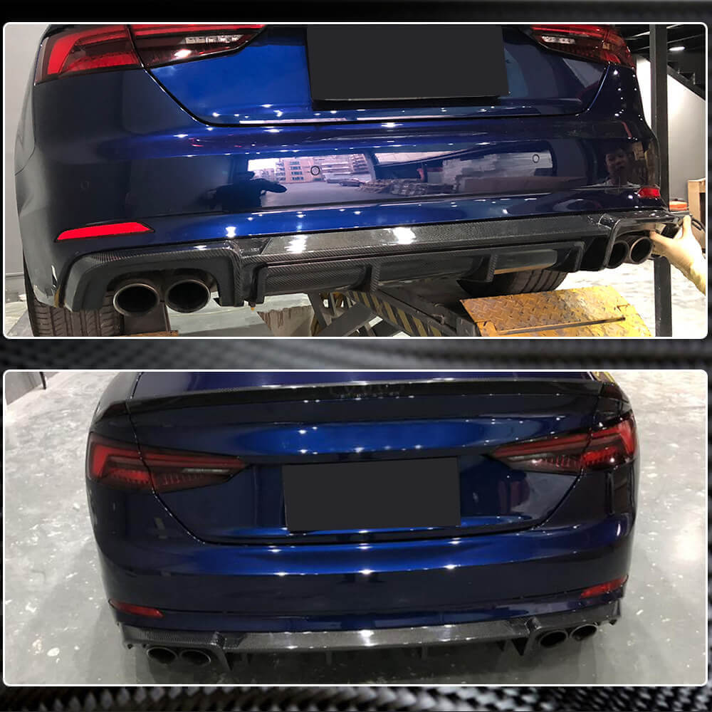 Audi S5 A5 Sline B9 2017-2019 Carbon Fiber/FRP Rear Bumper Diffuser-Ahacarbon