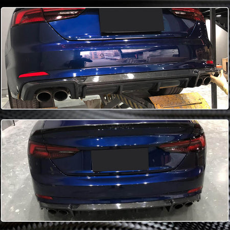Audi S5 A5 Sline B9 2017-2019 Carbon Fiber/FRP Rear Bumper Diffuser-Ahacarbon