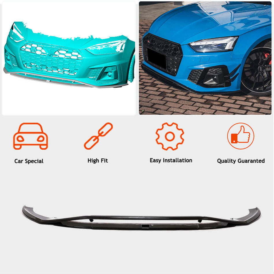 Audi S5 A5 Sline B9.5 2020UP Front Bumper Lip Dry Carbon Fiber-Ahacarbon