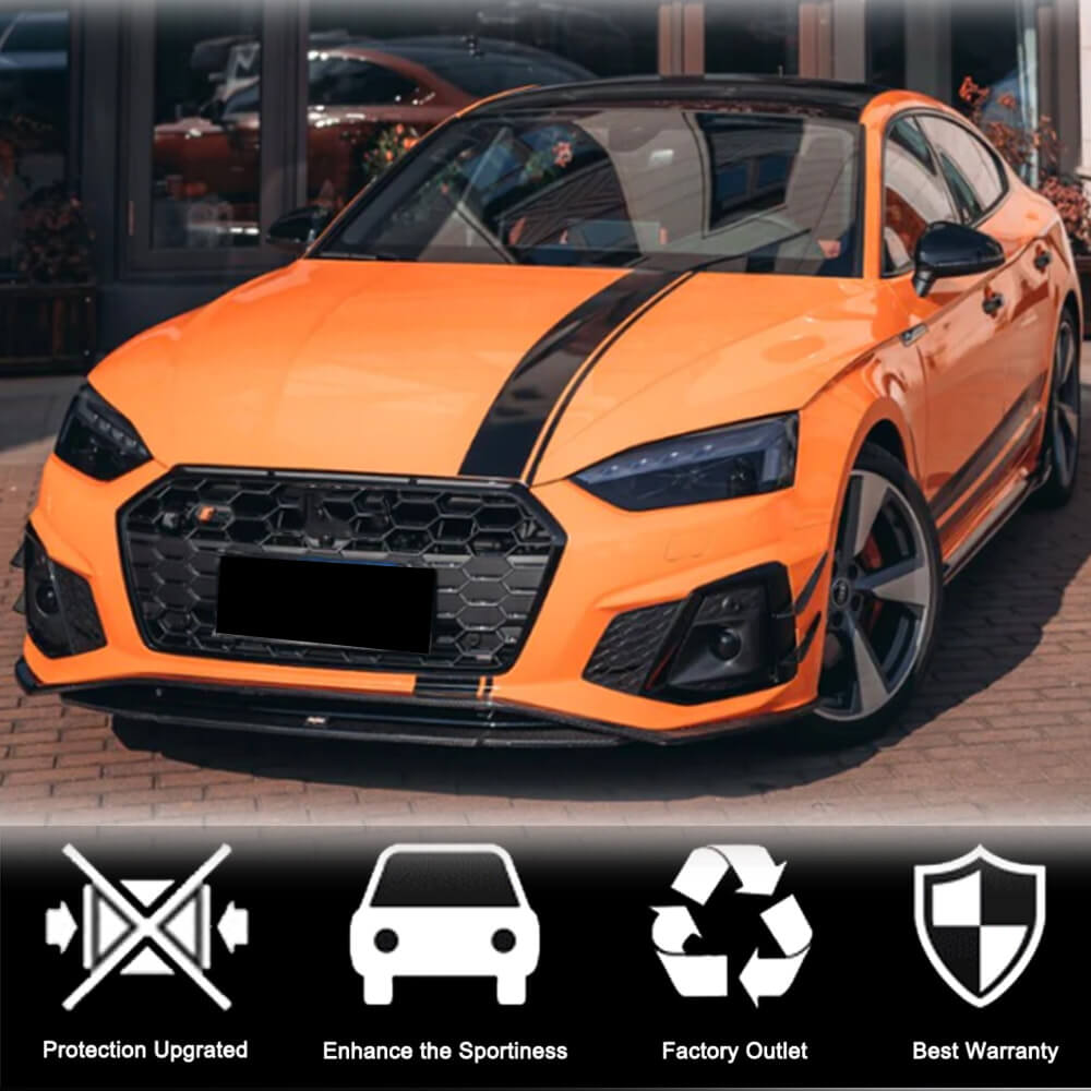 Audi S5 A5 Sline B9.5 2020UP Front Bumper Lip Dry Carbon Fiber-Ahacarbon